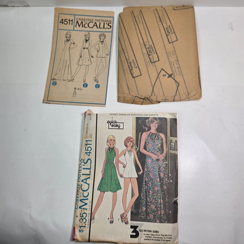 Vintage 1975 McCalls 4511 Halter Dress Sundress Shorts Sewing Pattern 6 8 10